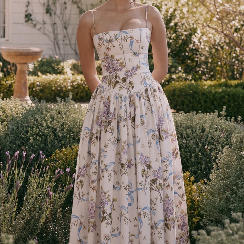 House of can 
Floral Maxi Dress with Spaghetti Straps